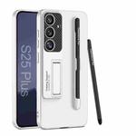 For Samsung Galaxy S25 5G GKK Ultra-thin Holder Phone Case with Pen Slots & Stylus Pen(Silver)