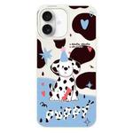 For iPhone 16 Plus Skin Feeling Jelly TPU Hybrid PC Phone Case(Spotted Puppy White)