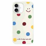 For iPhone 16 Plus Skin Feeling Jelly TPU Hybrid PC Phone Case(Polka Dot Smile White)