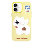 For iPhone 16 Plus Skin Feeling Jelly TPU Hybrid PC Phone Case(Pooping Puppy Yellow)