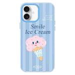 For iPhone 16 Skin Feeling Jelly TPU Hybrid PC Phone Case(Smiling Ice Cream Blue)