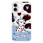 For iPhone 16 Skin Feeling Jelly TPU Hybrid PC Phone Case(Spotted Puppy White)