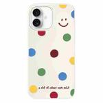 For iPhone 16 Skin Feeling Jelly TPU Hybrid PC Phone Case(Polka Dot Smile White)