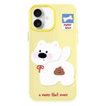 For iPhone 16 Skin Feeling Jelly TPU Hybrid PC Phone Case(Pooping Puppy Yellow)