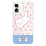 For iPhone 16 Skin Feeling Jelly TPU Hybrid PC Phone Case(Polka Dot Kitten White)