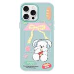 For iPhone 15 Pro Skin Feeling Jelly TPU Hybrid PC Phone Case(Potato Chips Puppy Light Green)