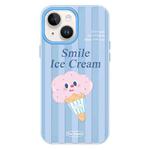 For iPhone 15 Plus Skin Feeling Jelly TPU Hybrid PC Phone Case(Smiling Ice Cream Blue)