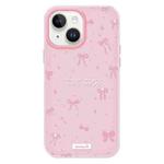 For iPhone 15 Skin Feeling Jelly TPU Hybrid PC Phone Case(Love Bow Pink)