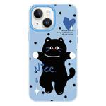 For iPhone 14 Skin Feeling Jelly TPU Hybrid PC Phone Case(Dancing Cat Blue)