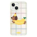 For iPhone 13 Skin Feeling Jelly TPU Hybrid PC Phone Case(Line Banana White)