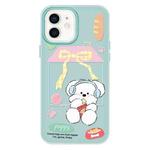 For iPhone 12 Skin Feeling Jelly TPU Hybrid PC Phone Case(Potato Chips Puppy Light Green)