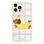 For iPhone 11 Pro Max Skin Feeling Jelly TPU Hybrid PC Phone Case(Line Banana White)