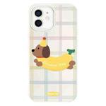 For iPhone 11 Skin Feeling Jelly TPU Hybrid PC Phone Case(Line Banana White)