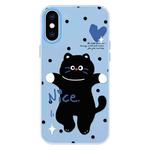 For iPhone X / XS Skin Feeling Jelly TPU Hybrid PC Phone Case(Dancing Cat Blue)