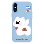 For iPhone X / XS Skin Feeling Jelly TPU Hybrid PC Phone Case(Pooping Puppy Blue)