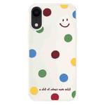 For iPhone XR Skin Feeling Jelly TPU Hybrid PC Phone Case(Polka Dot Smile White)