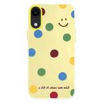 For iPhone XR Skin Feeling Jelly TPU Hybrid PC Phone Case(Polka Dots Smile Yellow)