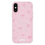 For iPhone XS Max Skin Feeling Jelly TPU Hybrid PC Phone Case(Love Bow Pink)