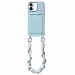 For iPhone 16 Dopamine Card Slot Phone Case with Lanyard(Blue)