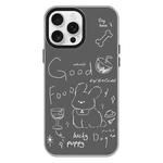 For iPhone 16 Pro Max Skin Feeling Jelly TPU Hybrid PC Phone Case(Doodle Puppy Black)