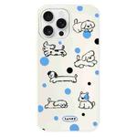 For iPhone 16 Pro Max Skin Feeling Jelly TPU Hybrid PC Phone Case(Polka Dot Puppy White)