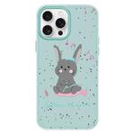 For iPhone 16 Pro Max Skin Feeling Jelly TPU Hybrid PC Phone Case(Listen to Music Rabbit Light Green)