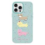 For iPhone 16 Pro Max Skin Feeling Jelly TPU Hybrid PC Phone Case(Three Puppies Light Green)