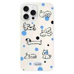 For iPhone 16 Pro Skin Feeling Jelly TPU Hybrid PC Phone Case(Polka Dot Puppy White)