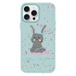 For iPhone 16 Pro Skin Feeling Jelly TPU Hybrid PC Phone Case(Listen to Music Rabbit Light Green)