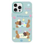 For iPhone 16 Pro Skin Feeling Jelly TPU Hybrid PC Phone Case(Cute Puppy Light Green)