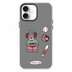 For iPhone 16 Plus Skin Feeling Jelly TPU Hybrid PC Phone Case(Baseball Brown Dog Black)