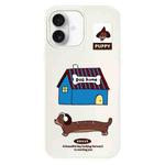 For iPhone 16 Plus Skin Feeling Jelly TPU Hybrid PC Phone Case(Dog House White)