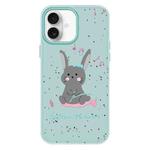 For iPhone 16 Plus Skin Feeling Jelly TPU Hybrid PC Phone Case(Listen to Music Rabbit Light Green)