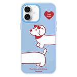 For iPhone 16 Skin Feeling Jelly TPU Hybrid PC Phone Case(Love Dachshund Blue)