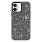 For iPhone 16 Skin Feeling Jelly TPU Hybrid PC Phone Case(Doodle Puppy Black)