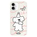 For iPhone 16 Skin Feeling Jelly TPU Hybrid PC Phone Case(Like Koala White)