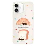 For iPhone 16 Skin Feeling Jelly TPU Hybrid PC Phone Case(Polka Dot Bread White)