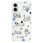 For iPhone 16 Skin Feeling Jelly TPU Hybrid PC Phone Case(Polka Dot Puppy White)