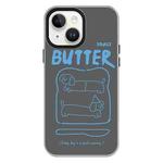 For iPhone 15 Plus Skin Feeling Jelly TPU Hybrid PC Phone Case(Bread Line Dog Black)