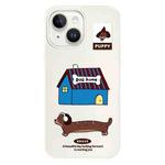 For iPhone 15 Plus Skin Feeling Jelly TPU Hybrid PC Phone Case(Dog House White)