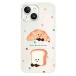 For iPhone 15 Skin Feeling Jelly TPU Hybrid PC Phone Case(Polka Dot Bread White)