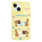 For iPhone 15 Skin Feeling Jelly TPU Hybrid PC Phone Case(Cute Puppy Yellow)