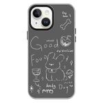 For iPhone 14 Plus Skin Feeling Jelly TPU Hybrid PC Phone Case(Doodle Puppy Black)