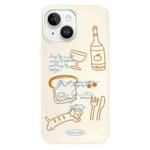 For iPhone 14 Plus Skin Feeling Jelly TPU Hybrid PC Phone Case(Party Line Dog White)