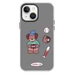 For iPhone 14 Skin Feeling Jelly TPU Hybrid PC Phone Case(Baseball Brown Dog Black)