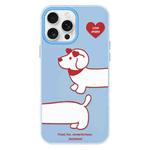 For iPhone 14 Pro Skin Feeling Jelly TPU Hybrid PC Phone Case(Love Dachshund Blue)