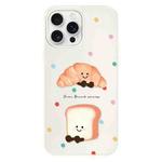 For iPhone 13 Pro Skin Feeling Jelly TPU Hybrid PC Phone Case(Polka Dot Bread White)