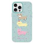 For iPhone 13 Pro Skin Feeling Jelly TPU Hybrid PC Phone Case(Three Puppies Light Green)