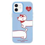 For iPhone 12 Skin Feeling Jelly TPU Hybrid PC Phone Case(Love Dachshund Blue)