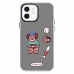 For iPhone 12 Skin Feeling Jelly TPU Hybrid PC Phone Case(Baseball Brown Dog Black)